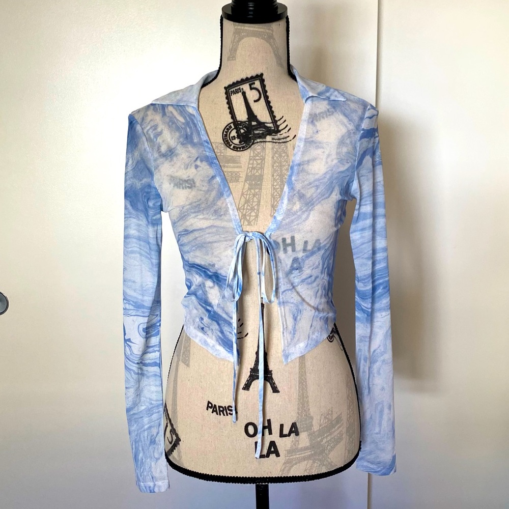 Long-Sleeve Tie Top